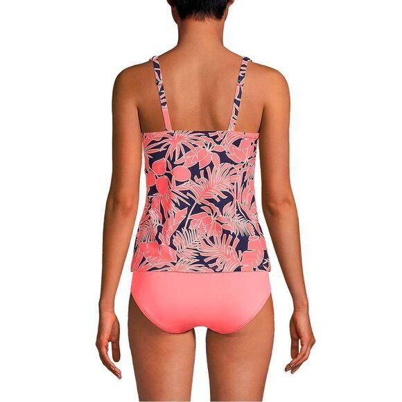 Land’s End Plus square neck underwire tankini swim top wood lily navy floral Var - Picture 2 of 4